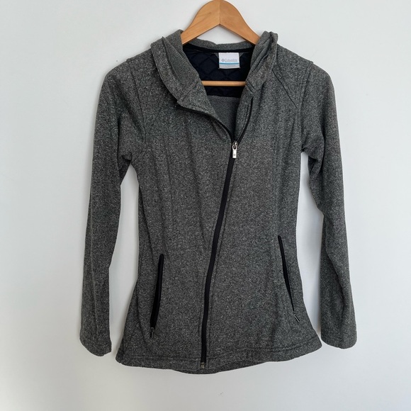Columbia gray assymetric Fleece Hoodie zip up size XS - Picture 2 of 6